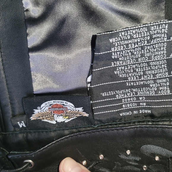 🔥NWT RARE "WICKED" Harley-Davidson Black Leather Flare Chaps with Skull Bling - Picture 12 of 15